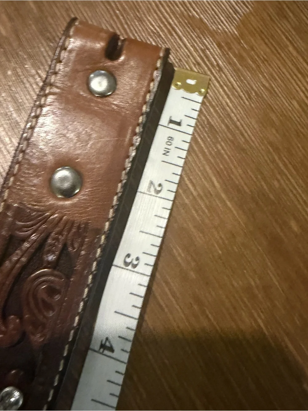Ariat Western Embossed Tooled Brown Leather Belt with Concho Accents M